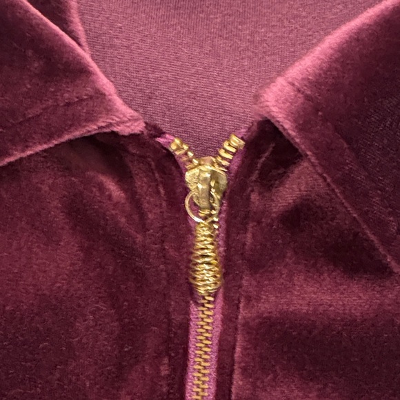 Teddi Women's Burgundy Velour Zip Up Top - Picture 7 of 7